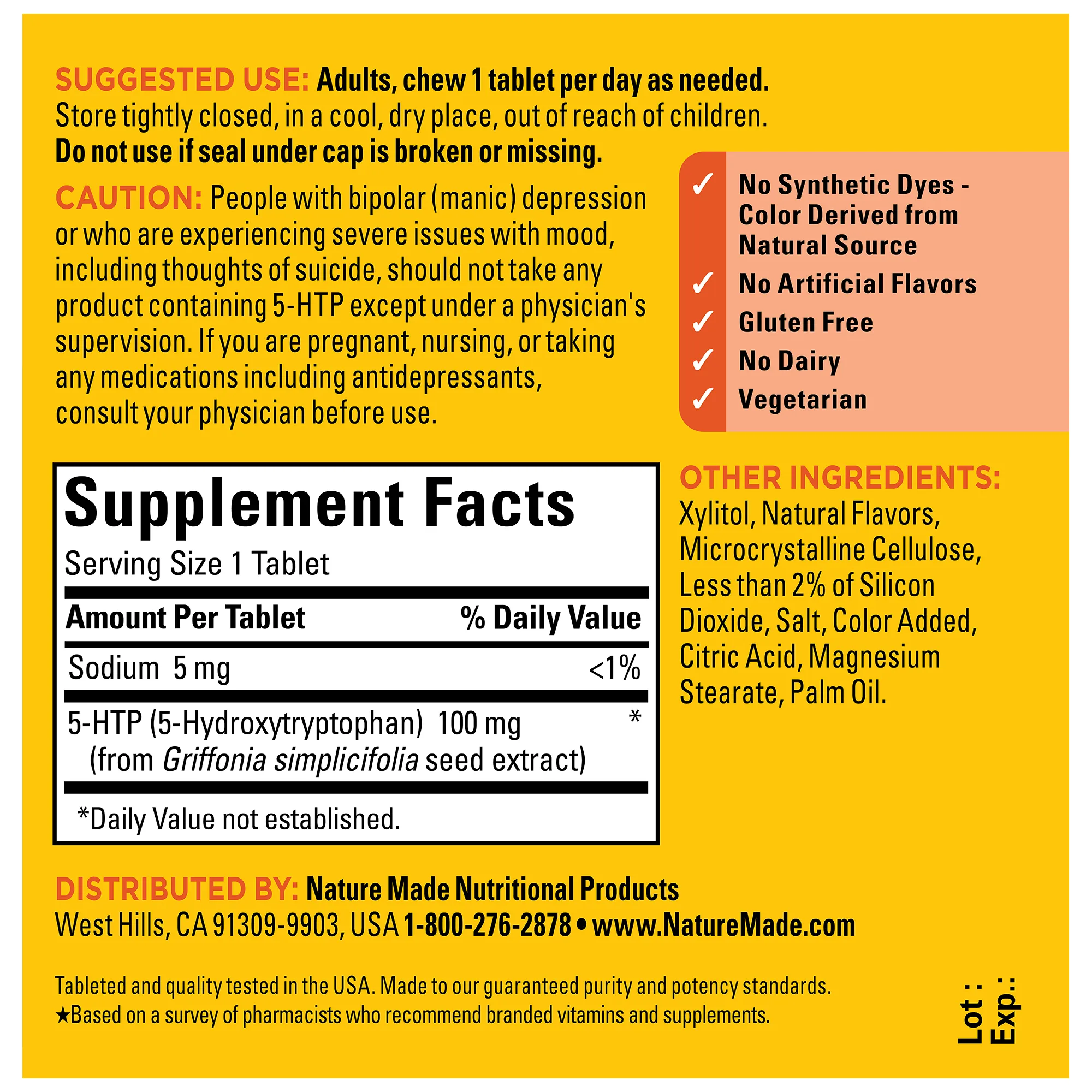 5-HTP 100 mg Chewable Tablets