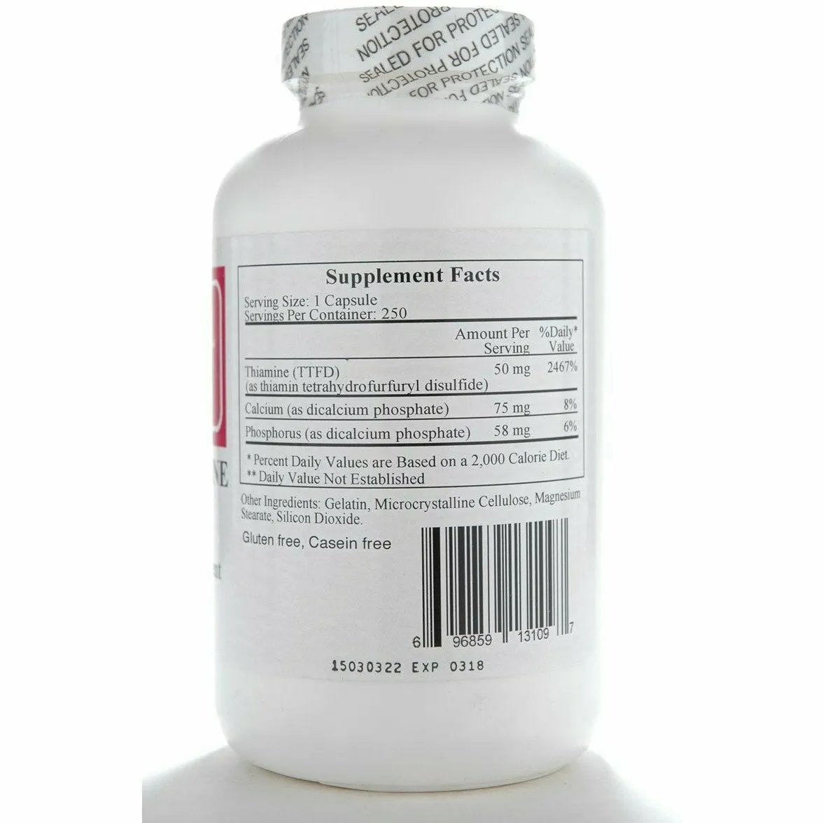 Allithiamine (Vitamin B1) 50 mg 250 caps by Ecological Formulas