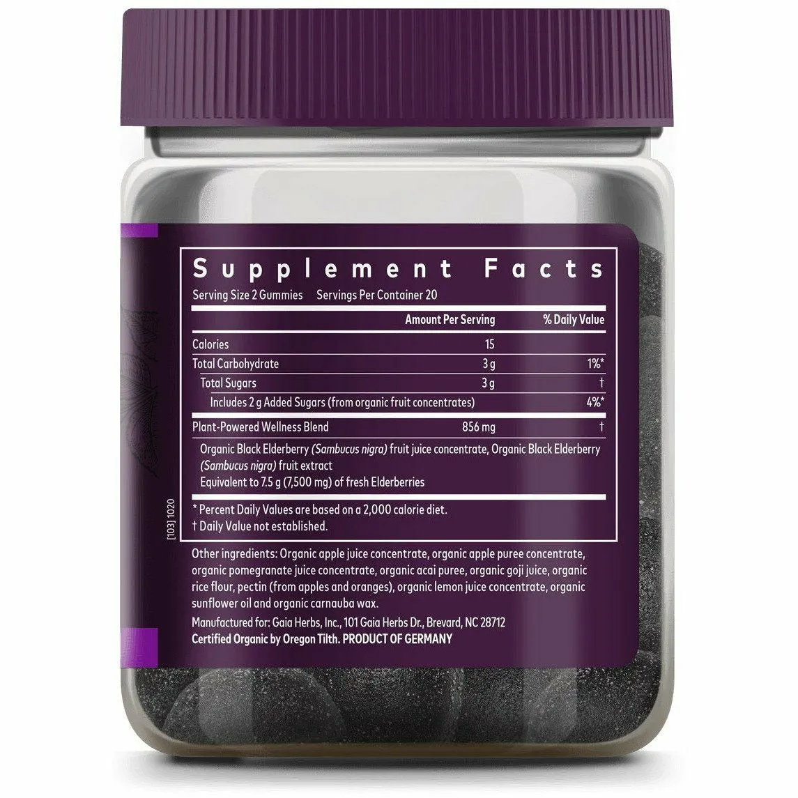 Black Elderberry Adult Daily Gummies by Gaia Herbs