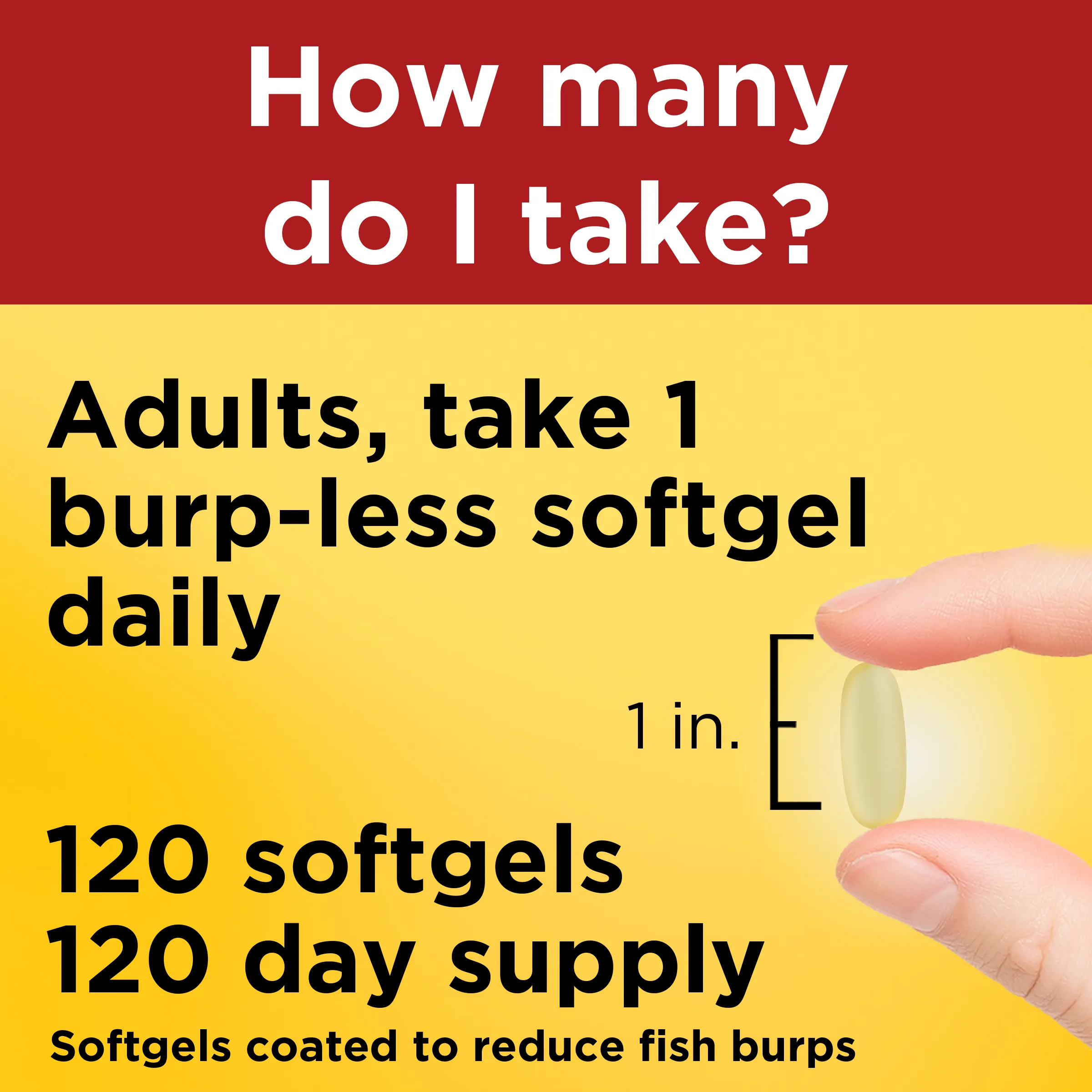 Burp-Less Omega-3 From Fish Oil 1200 mg Softgels. One Per Day