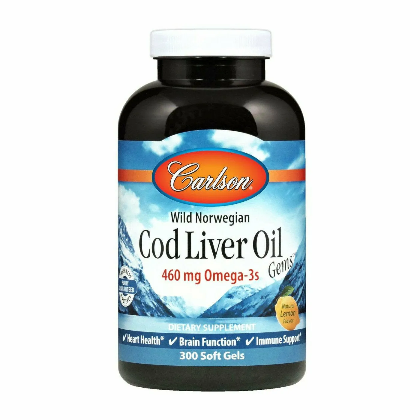 Cod Liver Oil Lemon 1000 mg 300 softgels by Carlson Labs