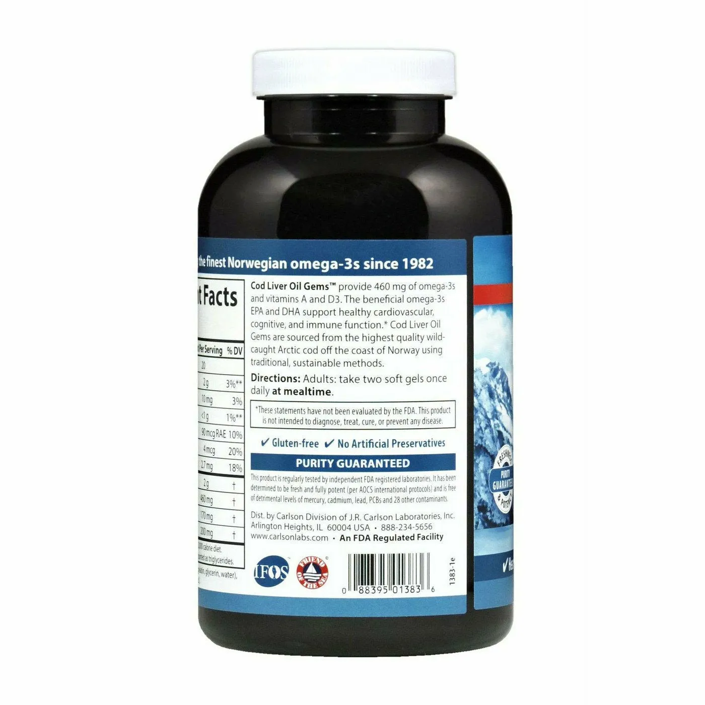 Cod Liver Oil Lemon 1000 mg 300 softgels by Carlson Labs