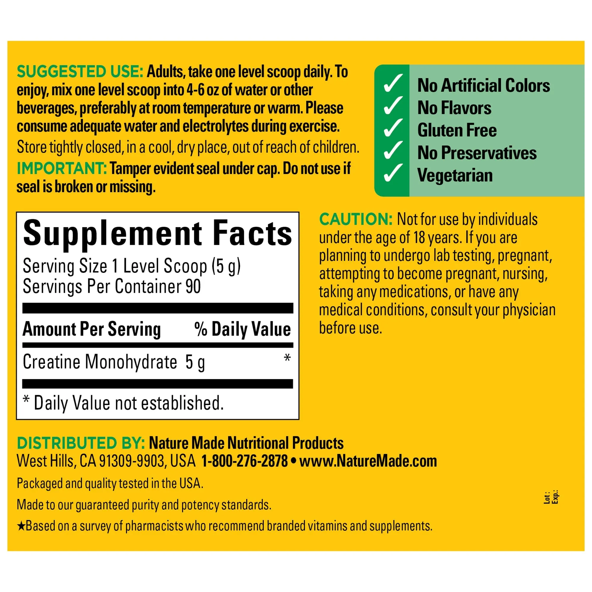 Creatine Monohydrate 5 g Drink Mix Powder