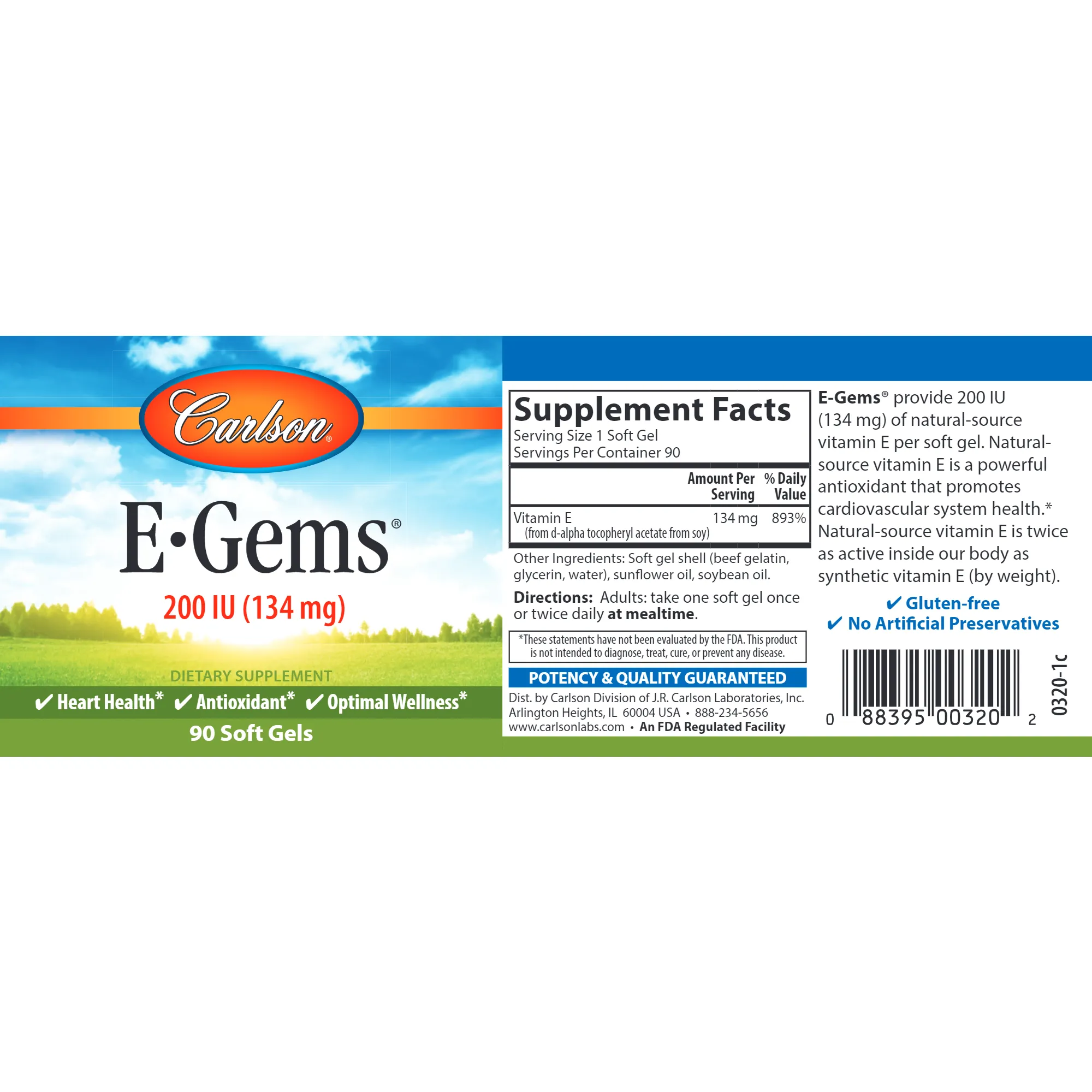 E-Gems 200 IU 90 gels by Carlson Labs