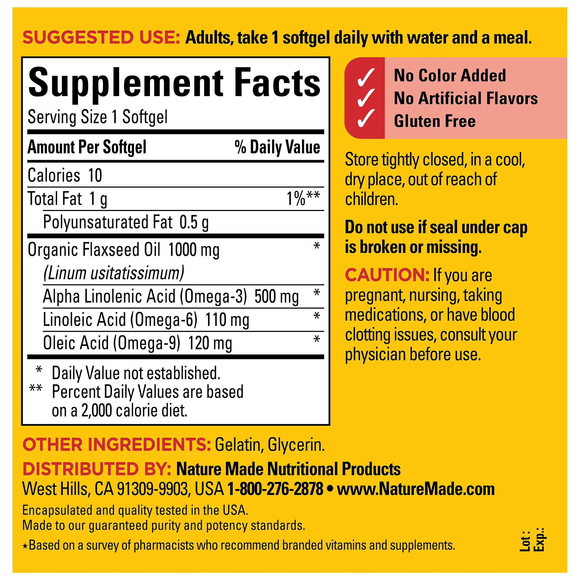 Flaxseed Oil 1000 mg Softgels