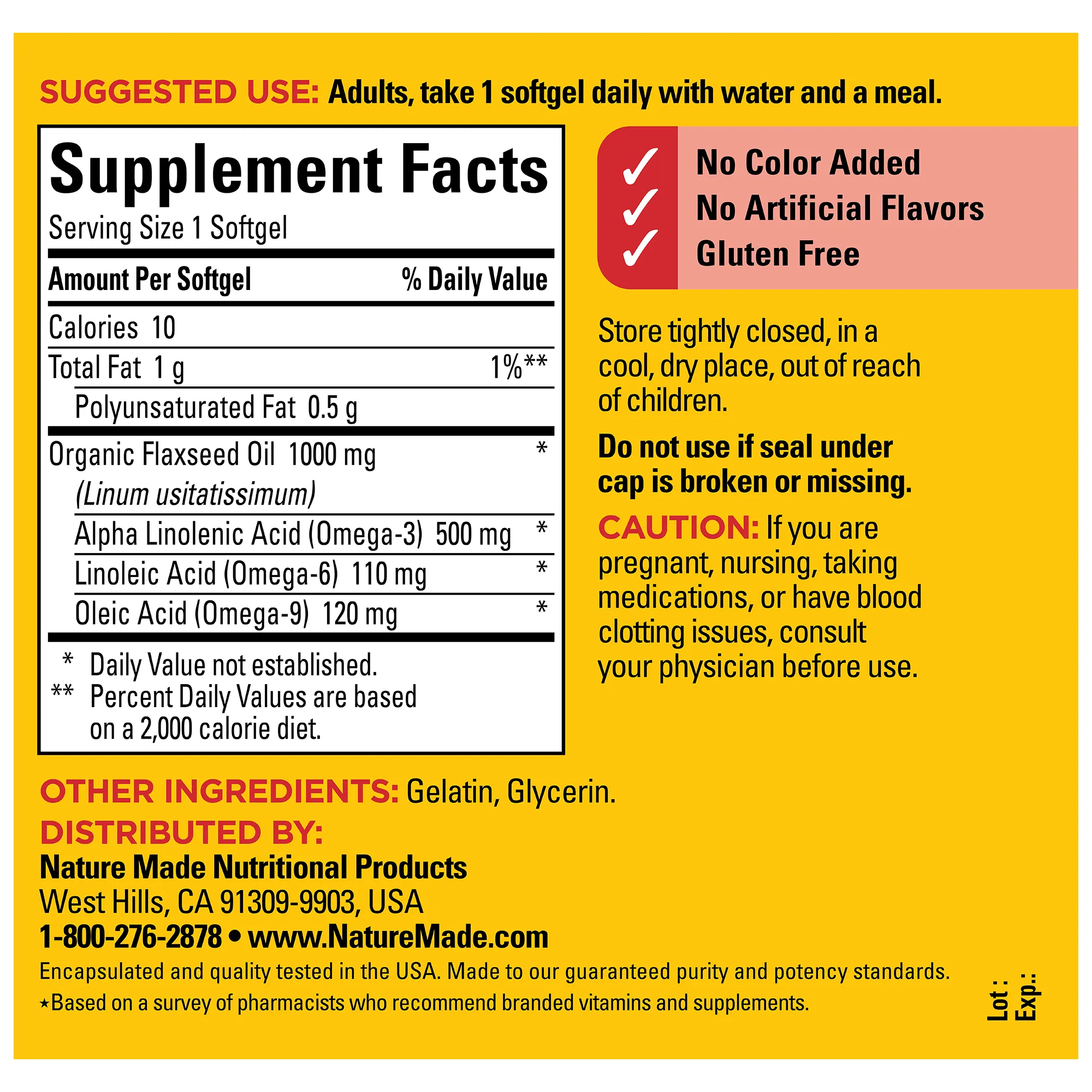 Flaxseed Oil 1000 mg Softgels