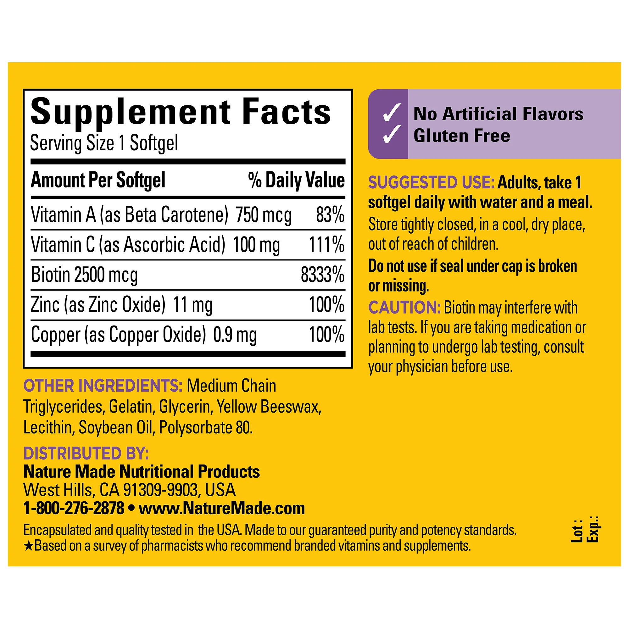 Hair-Skin-Nails 2500 mcg Softgels