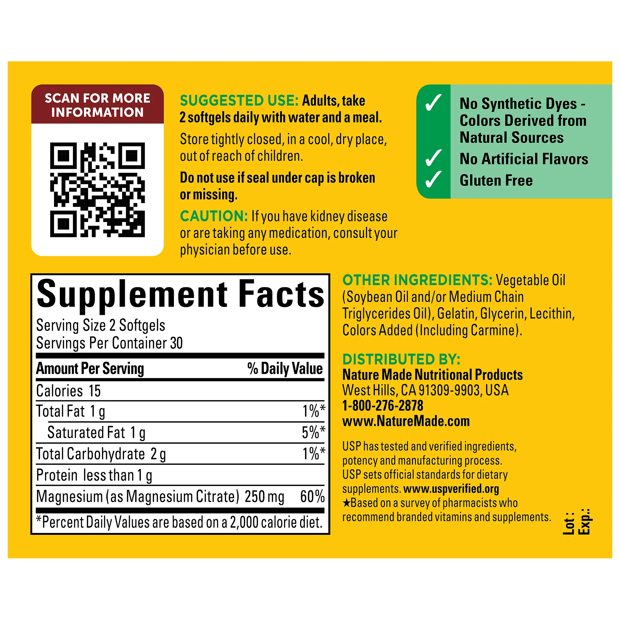 High Absorption Magnesium Citrate 250 mg Softgels