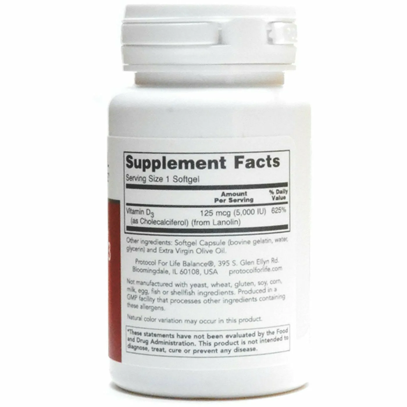 High Potency D3 5000 IU 120 gels by Protocol For Life Balance