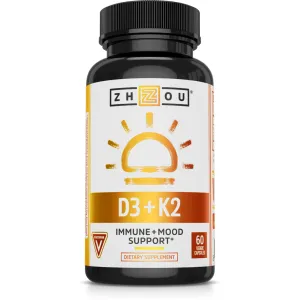 K2   D3 60 vegcaps By ZHOU Nutrition