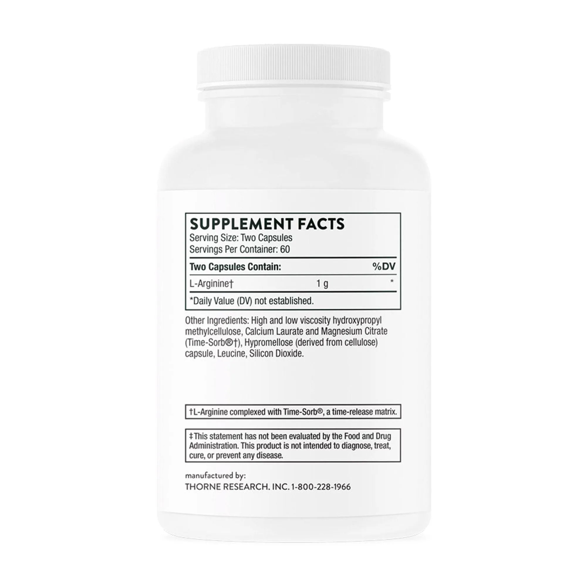L-Arginine (Sustained Release) 120 Capsules by Thorne Research