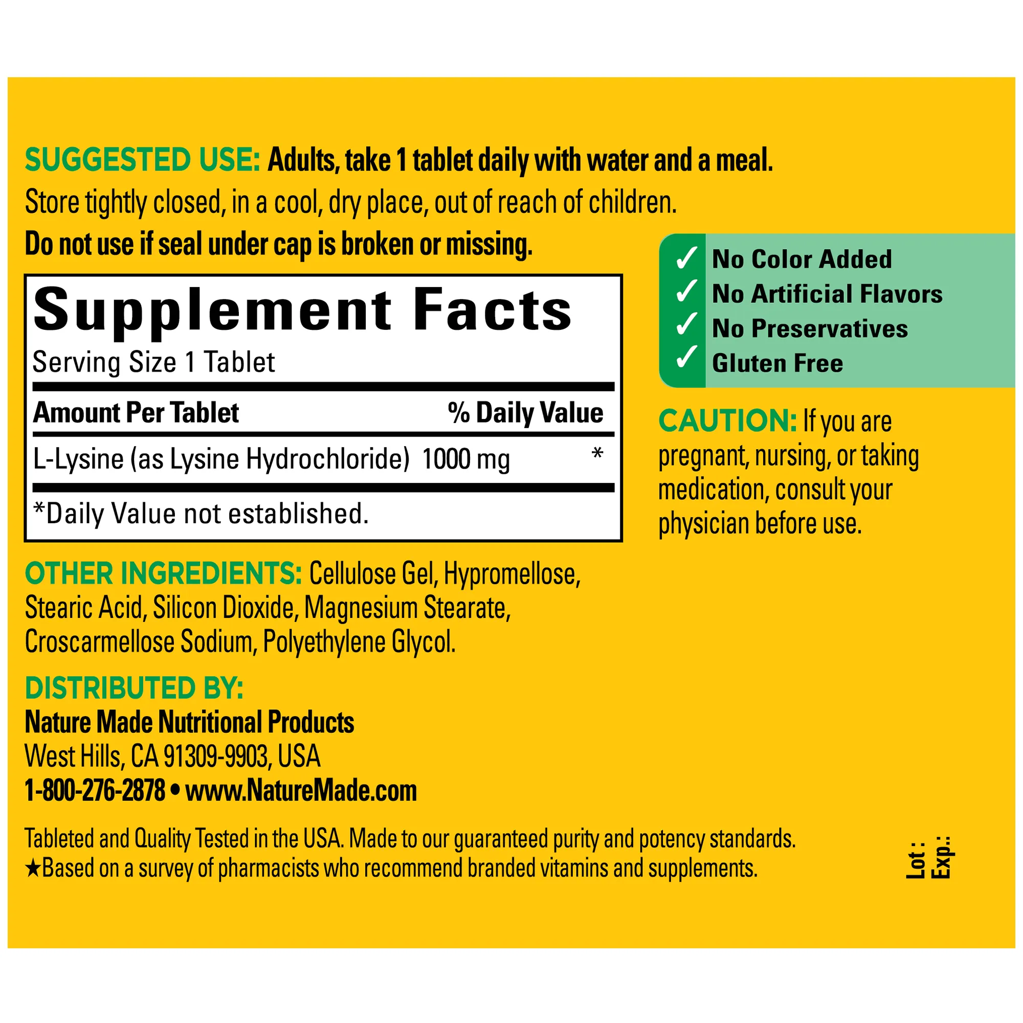 L-Lysine 1000 mg Tablets