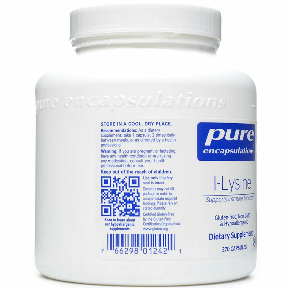 L-Lysine 500 mg by Pure Encapsulations