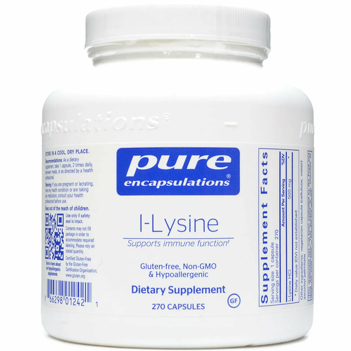 L-Lysine 500 mg by Pure Encapsulations