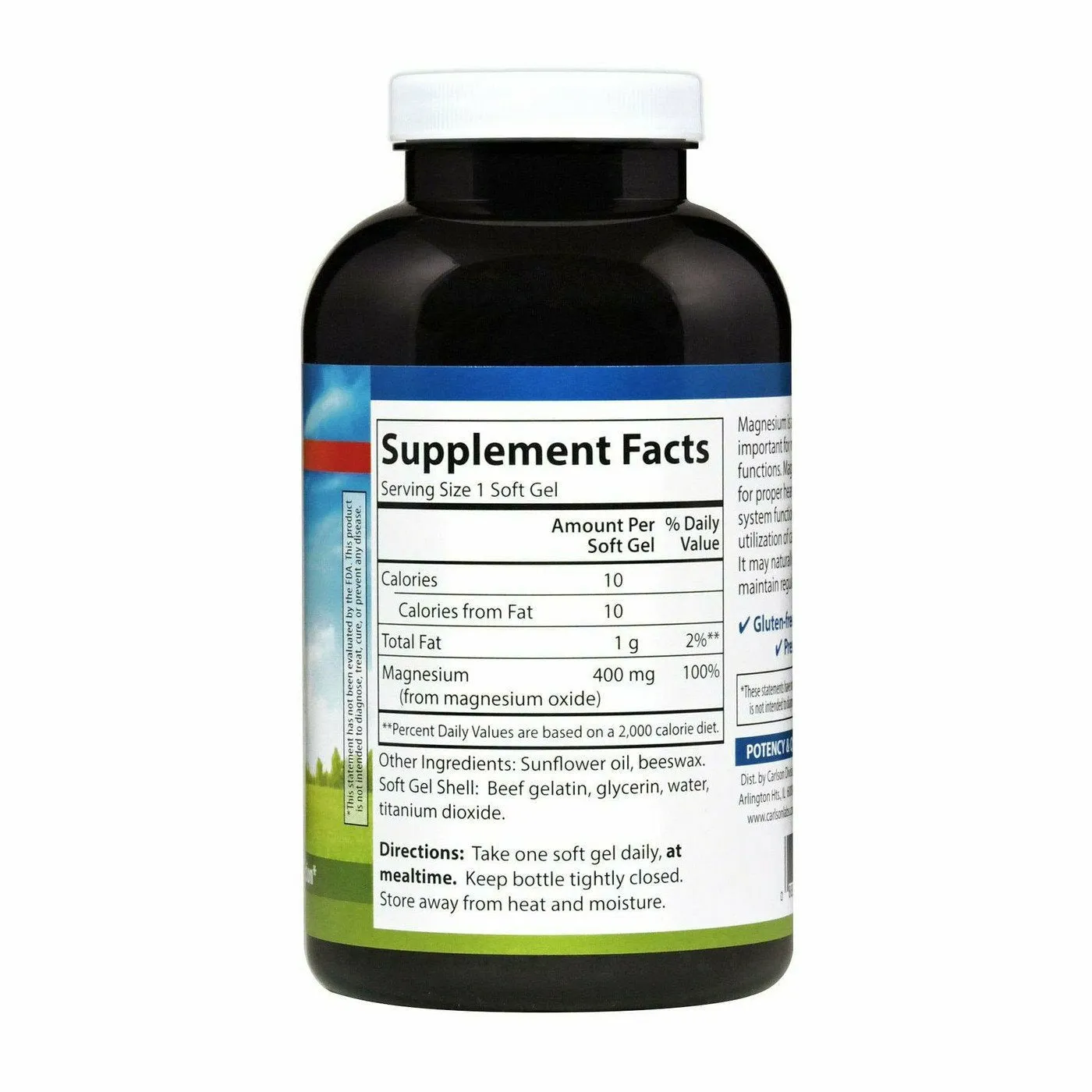 Liquid Magnesium 400 mg 250 gels by Carlson Labs