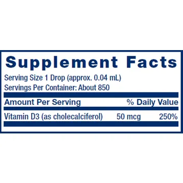 Liquid Vitamin D3 50 mcg (2000 IU) 1 fl oz by Life Extension