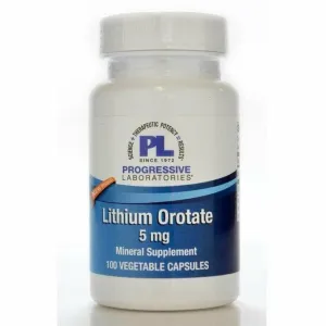 Lithium Orotate 5mg 100 vcaps by Progressive Labs
