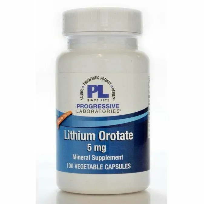 Lithium Orotate 5mg 100 vcaps by Progressive Labs