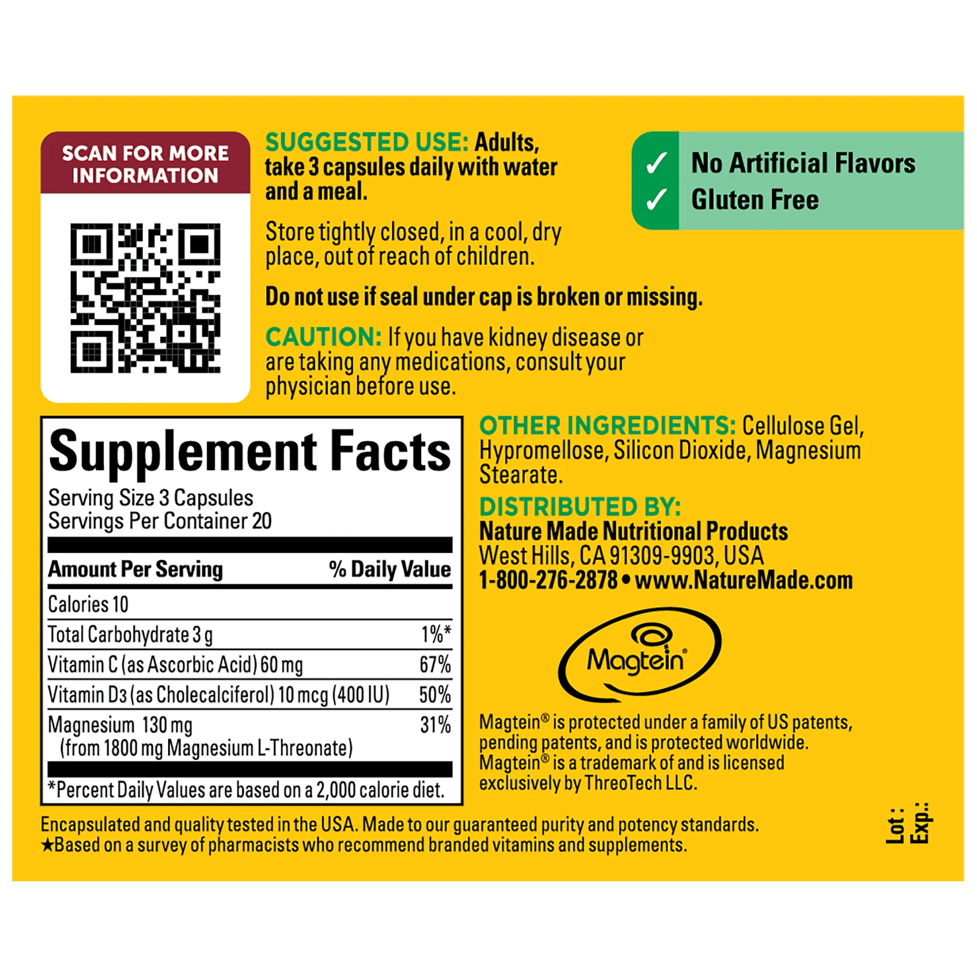 Magnesium L-Threonate with Vitamins C & D3