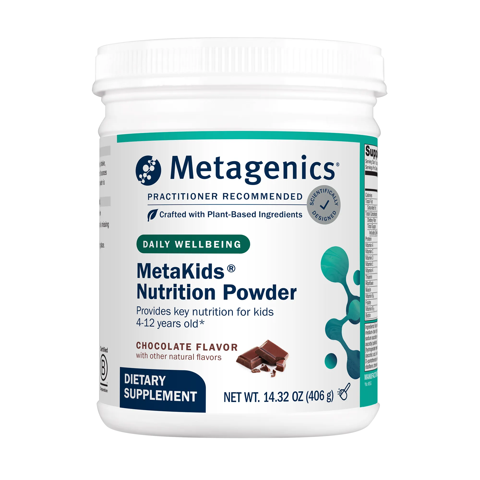 MetaKids Nutrition Powder Chocolate 14 Servings by Metagenics