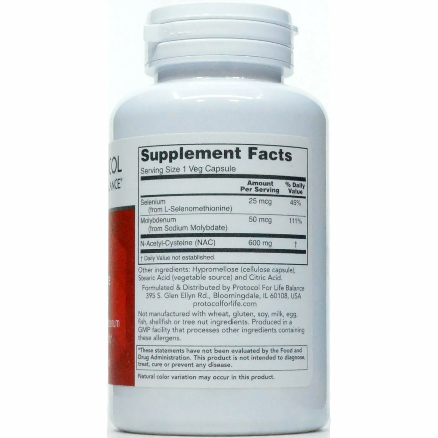 NAC 600 mg 100 caps by Protocol For Life Balance