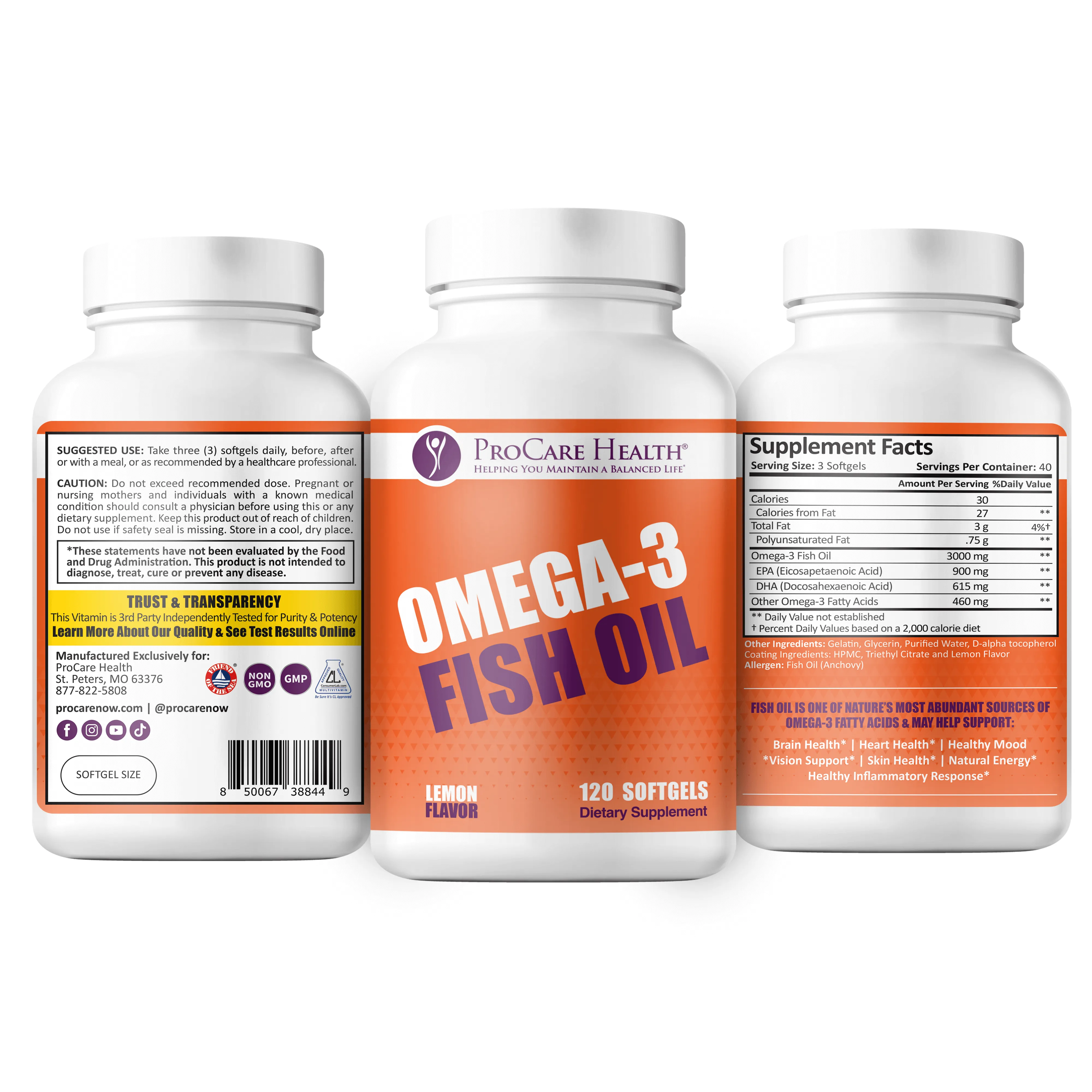 Omega-3 Fish Oil | 3.000mg | Softgel | 120 Count
