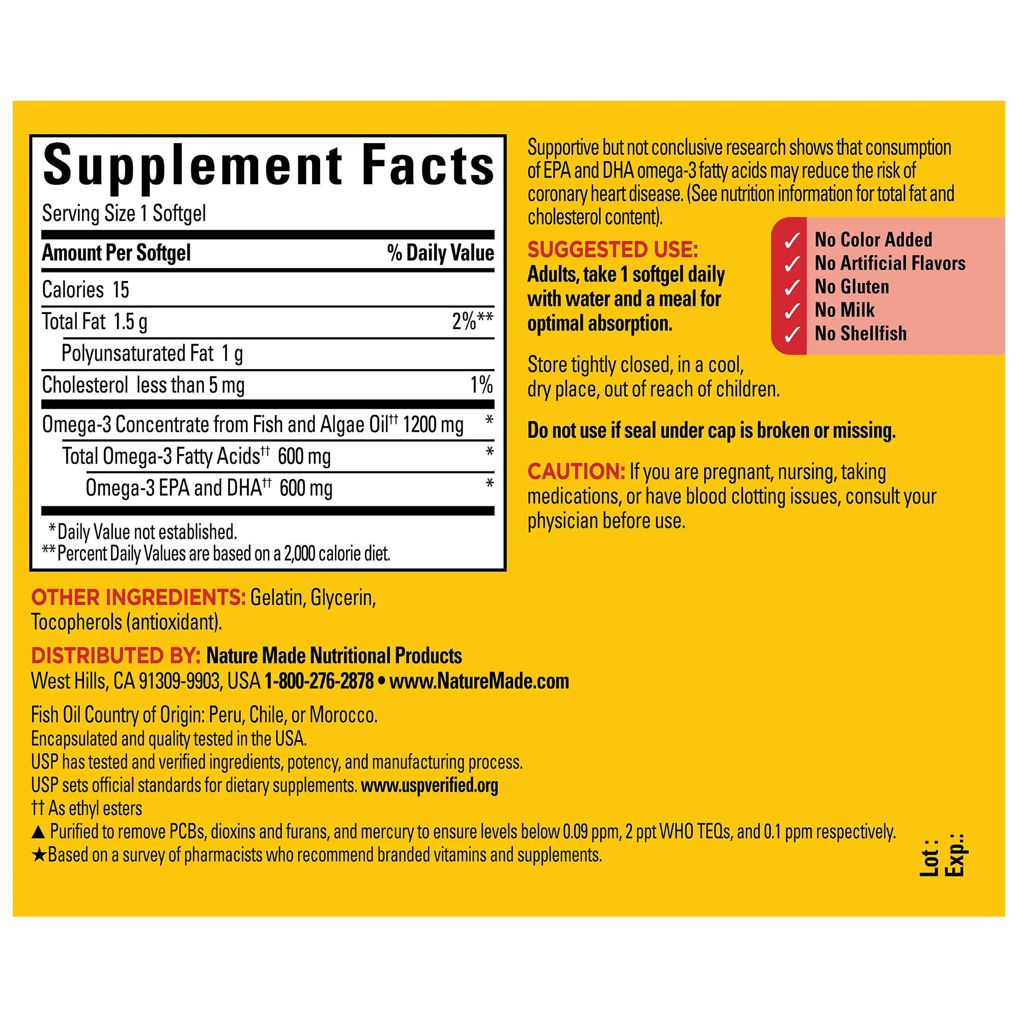 Omega-3 from Fish & Algae Oil 1200 mg Softgels