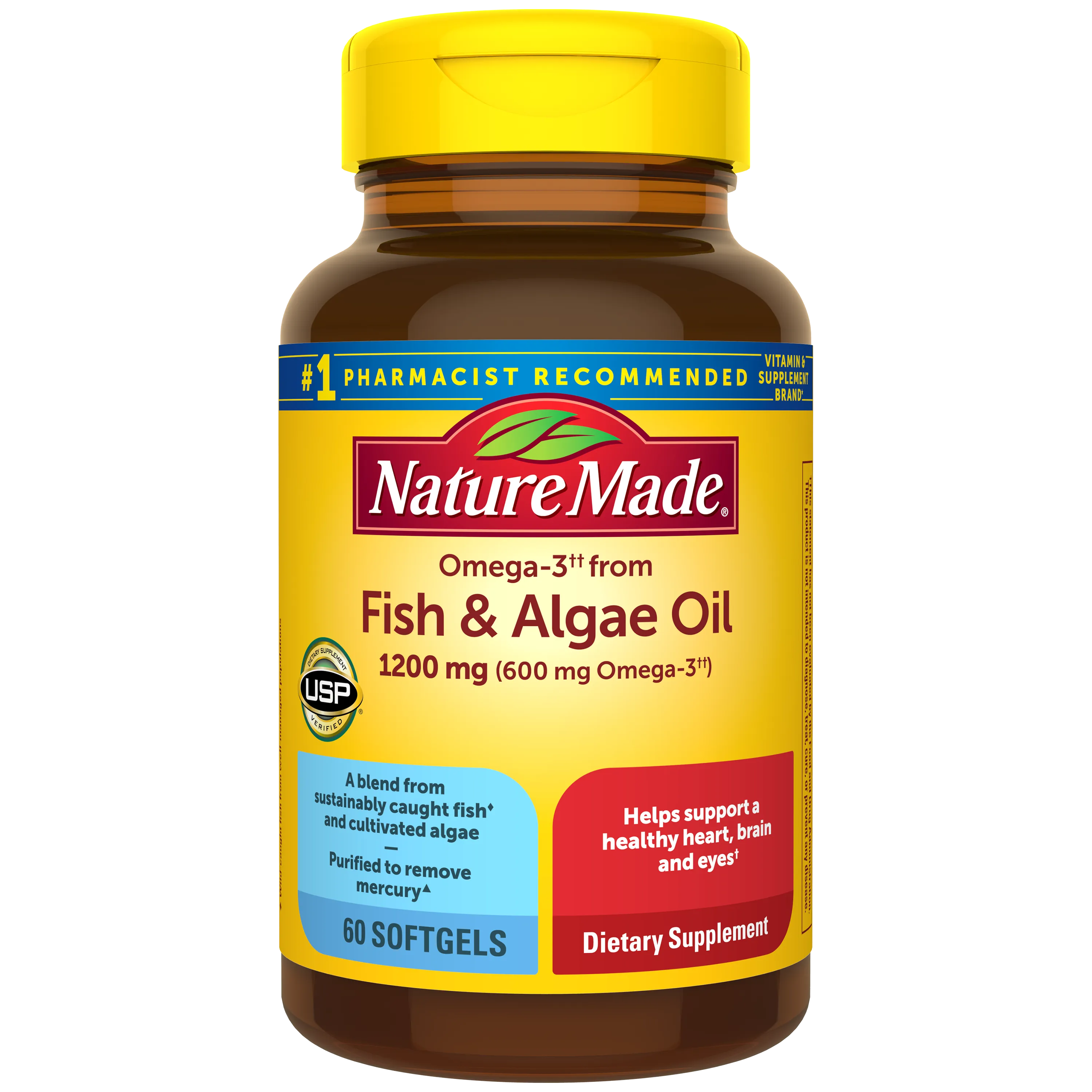 Omega-3 from Fish & Algae Oil 1200 mg Softgels