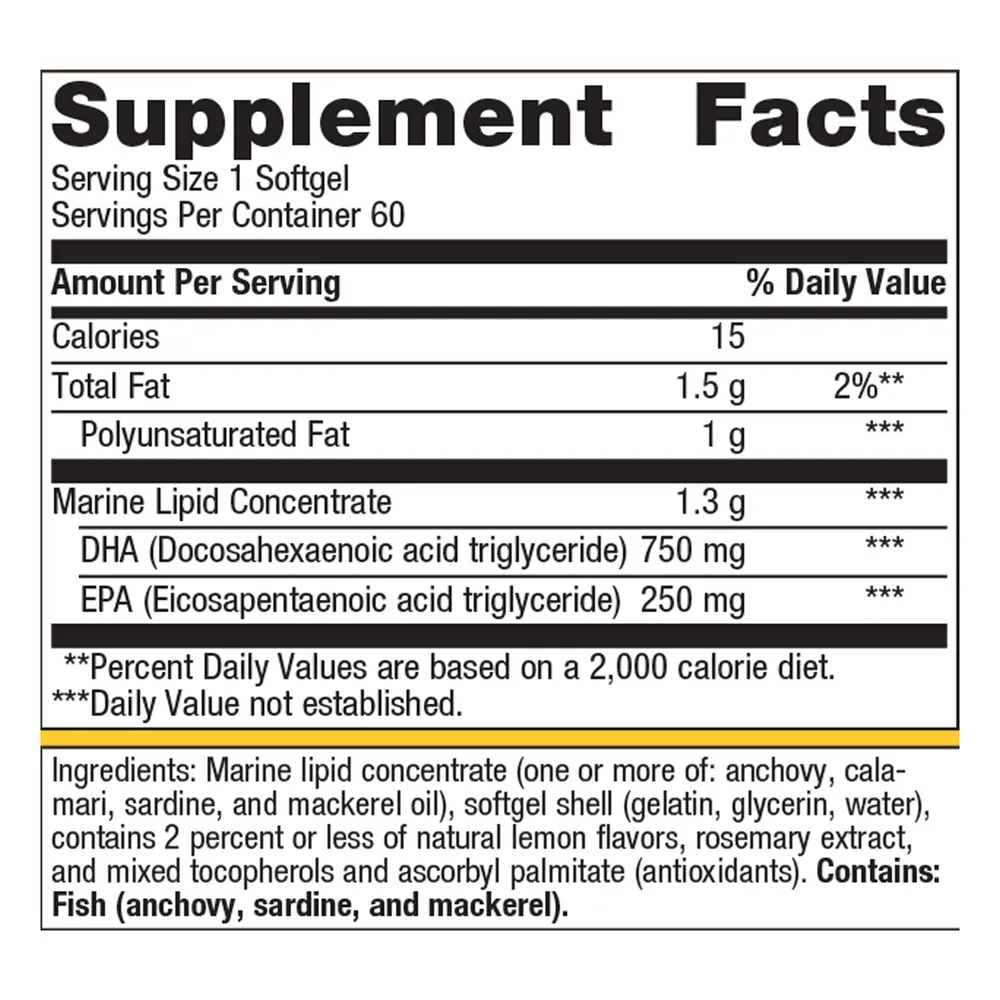 OmegaGenics Fish Oil Neuro 1000 mg 60 Softgels by Metagenics