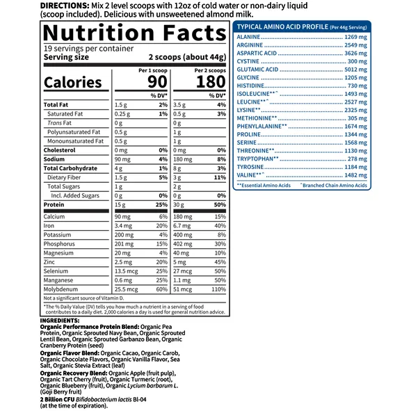 Organic Plant-Based Protein: Chocolate 29.6 oz by Garden Of Life Sport