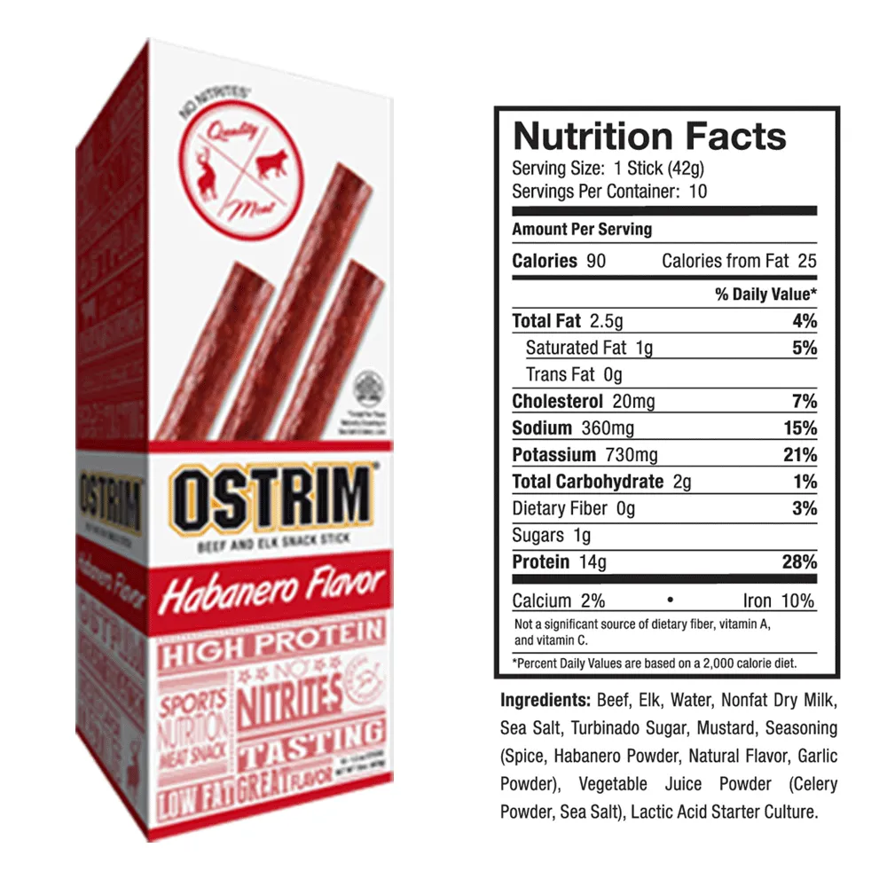 OSTRIM | Beef & Elk | Snack Sticks | Habanero