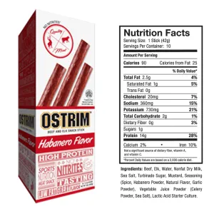 OSTRIM | Beef & Elk | Snack Sticks | Habanero
