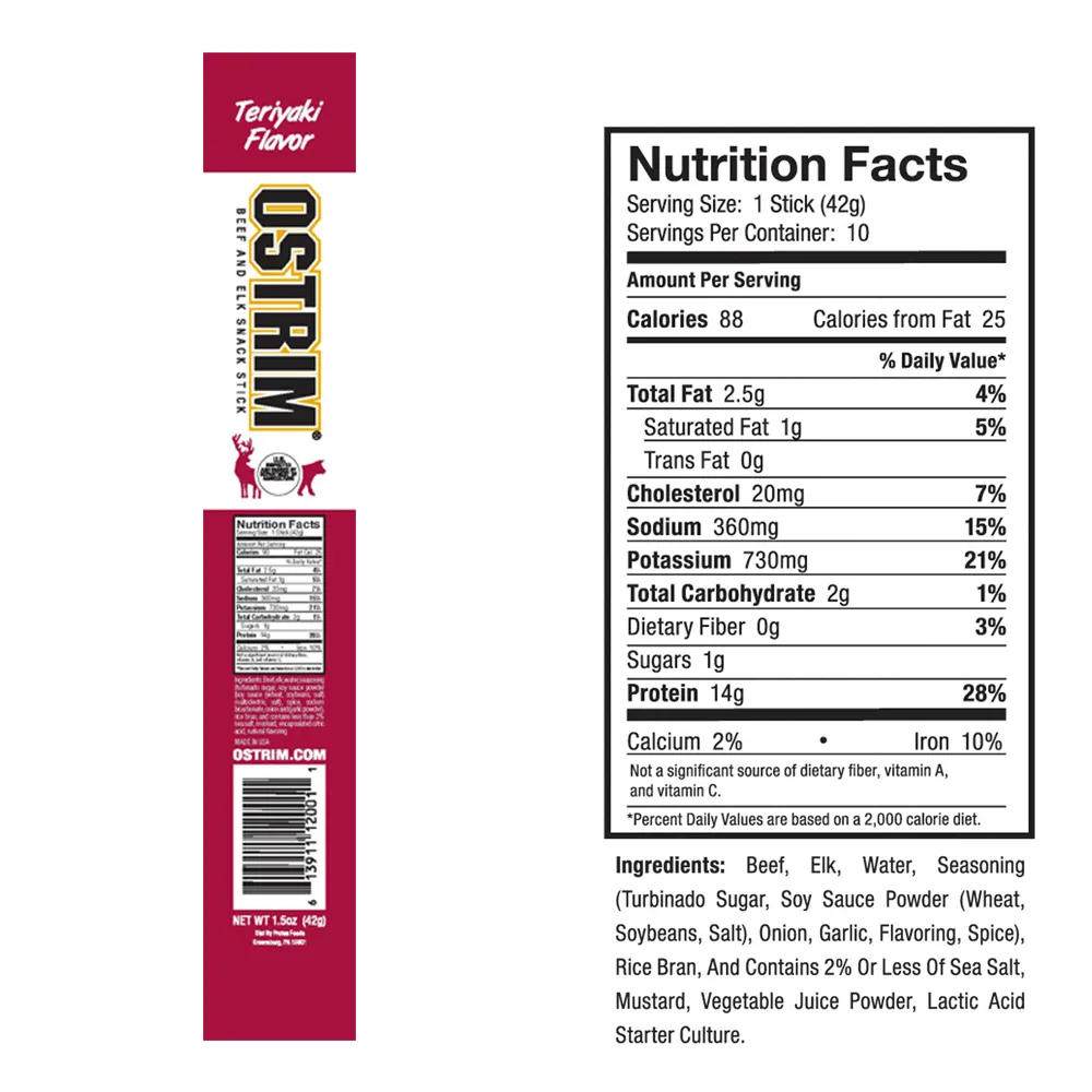 OSTRIM | Beef & Elk | Snack Sticks | Teriyaki