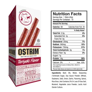 OSTRIM | Beef & Elk | Snack Sticks | Teriyaki