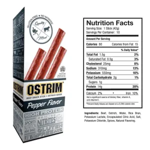 OSTRIM | Beef & Ostrich | Snack Sticks | Pepper
