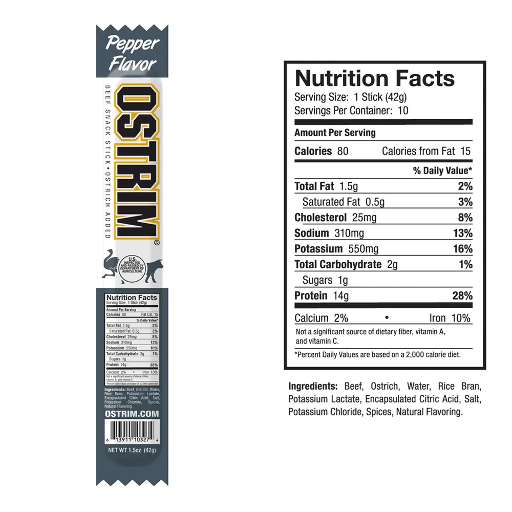 OSTRIM | Beef & Ostrich | Snack Sticks | Pepper