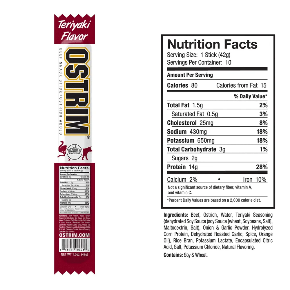 OSTRIM | Beef & Ostrich | Snack Sticks | Teriyaki