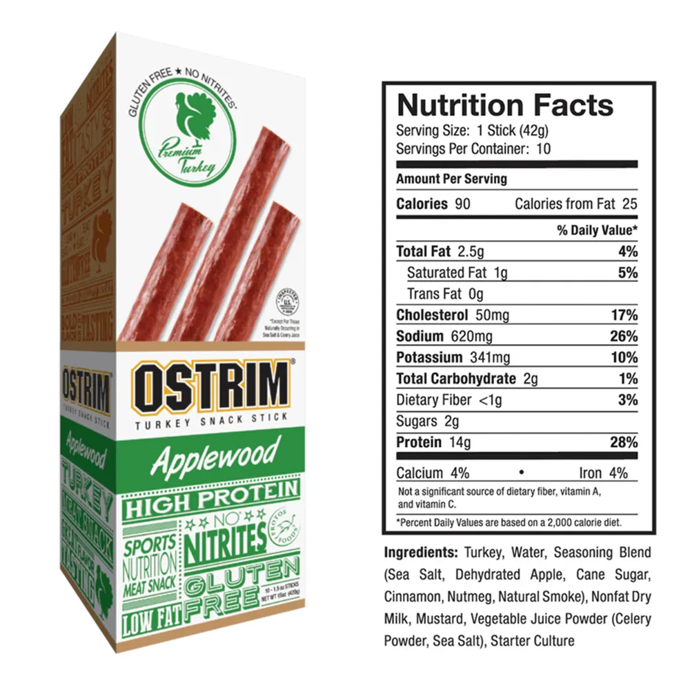 OSTRIM | Turkey | Snack Sticks | Applewood