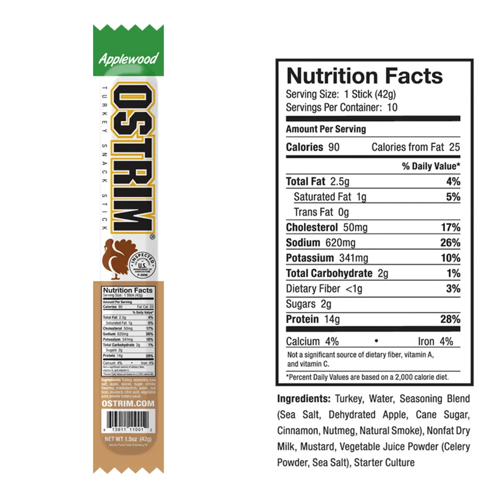 OSTRIM | Turkey | Snack Sticks | Applewood