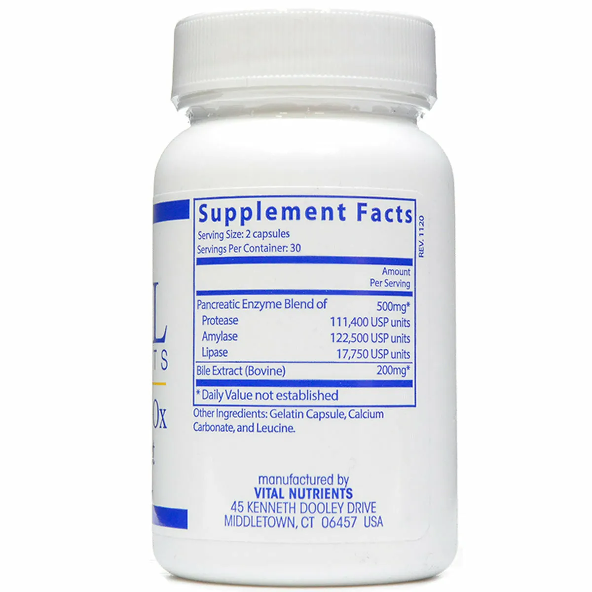 Pancreatin & Ox Bile Extract 60 vcaps by Vital Nutrients