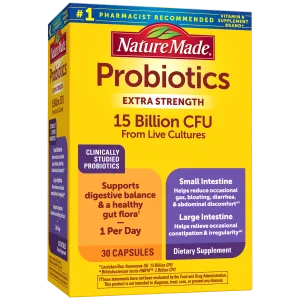 Probiotics Extra Strength 15 Billion CFU from Live Cultures Capsules