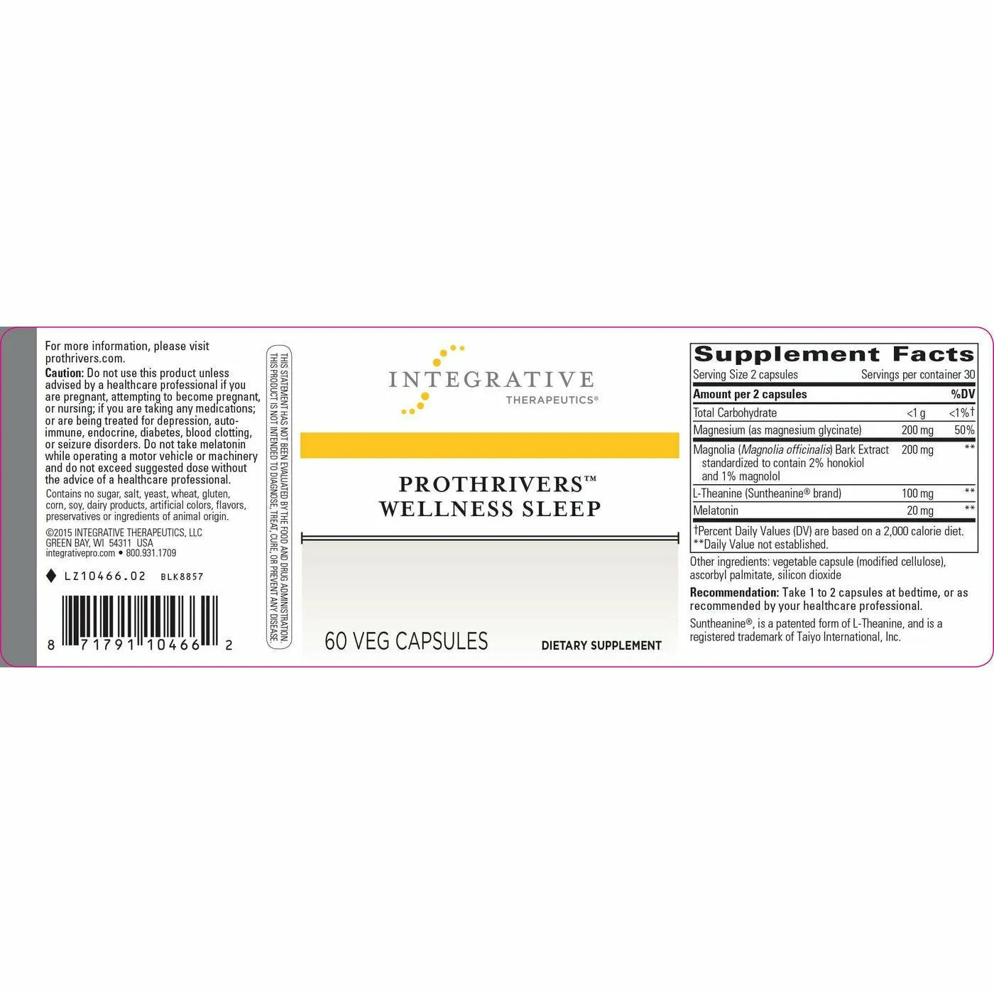 ProThrivers Wellness Sleep 60 vcaps by Integrative Therapeutics