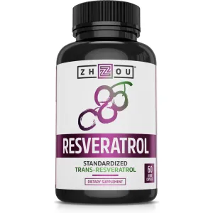 Resveratrol 1000 mg 60 vegcaps By ZHOU Nutrition