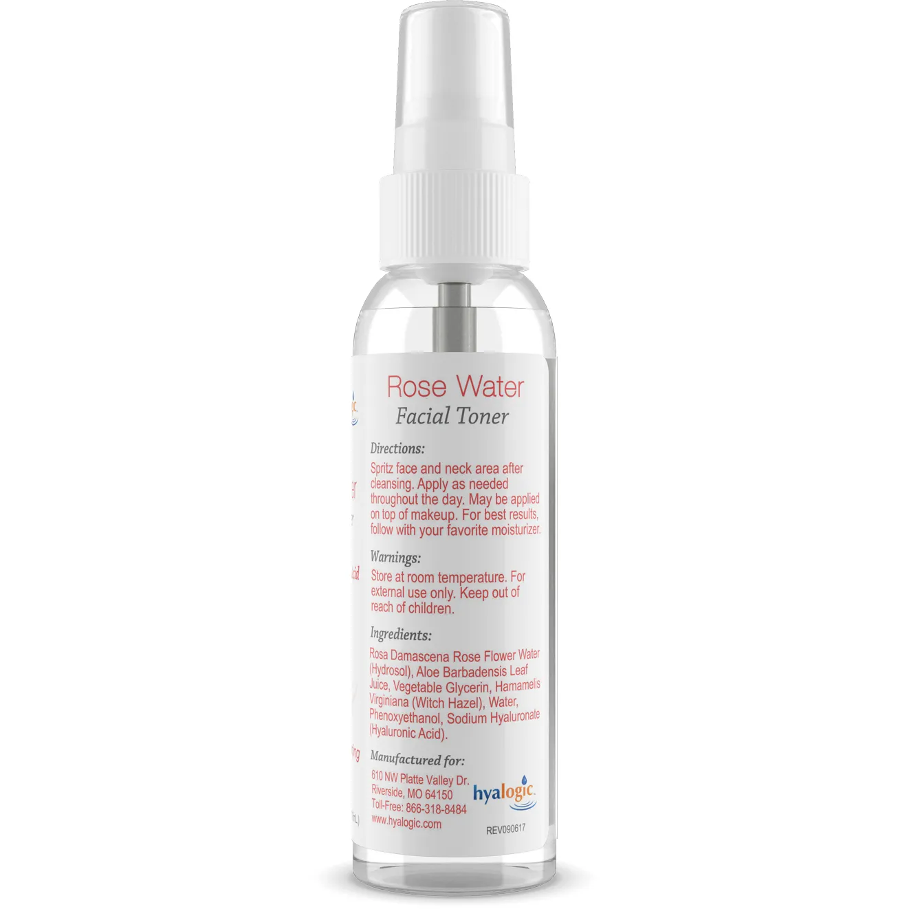 Rose Water Facial Toner 4 fl oz by Hyalogic