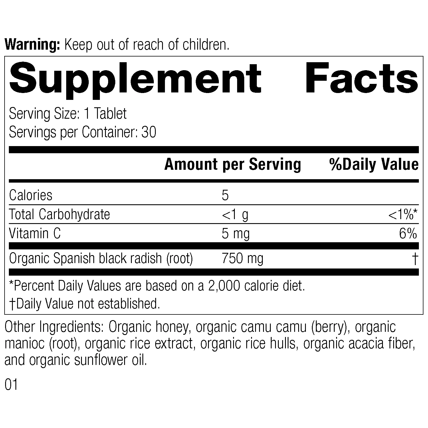 Spanish Black Radish. 30 Tablets