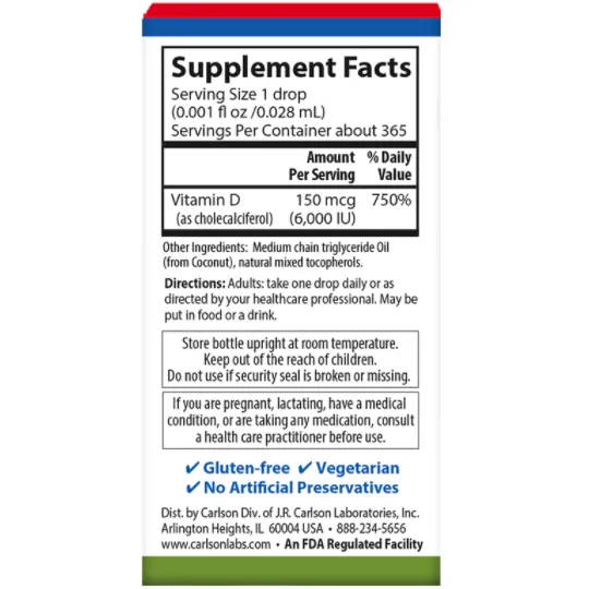 Super Daily D3 6000 IU 10.3 mL by Carlson Labs