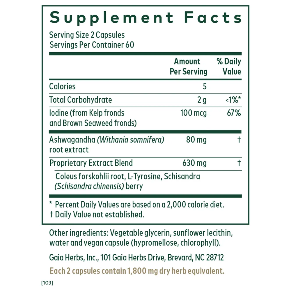 Thyroid Formula 120 Liquid Phyto-Caps by Gaia Herbs Pro