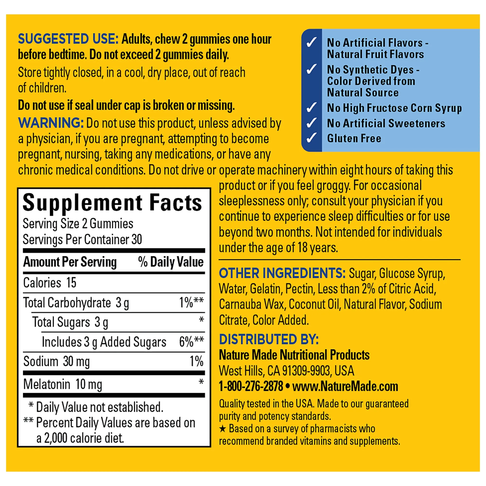 Time Release Melatonin Gummies Maximum Strength Dosage 10 mg Per Serving