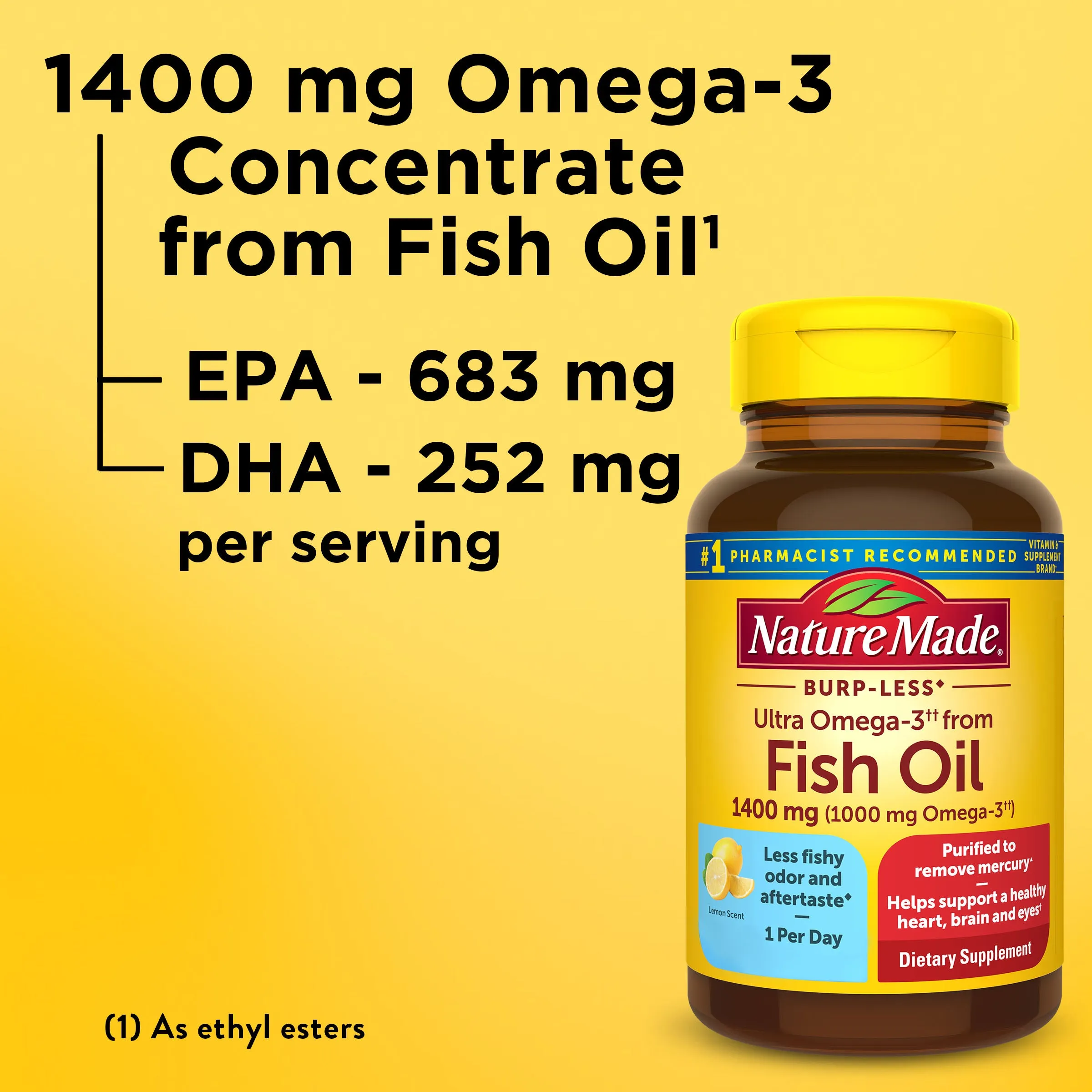 Ultra Omega-3 from Fish Oil 1400 mg Softgels. Burp-Less