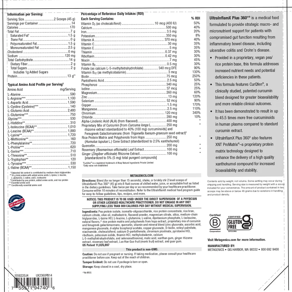 UltraInflamX Plus 360 Pineapple Banana by Metagenics